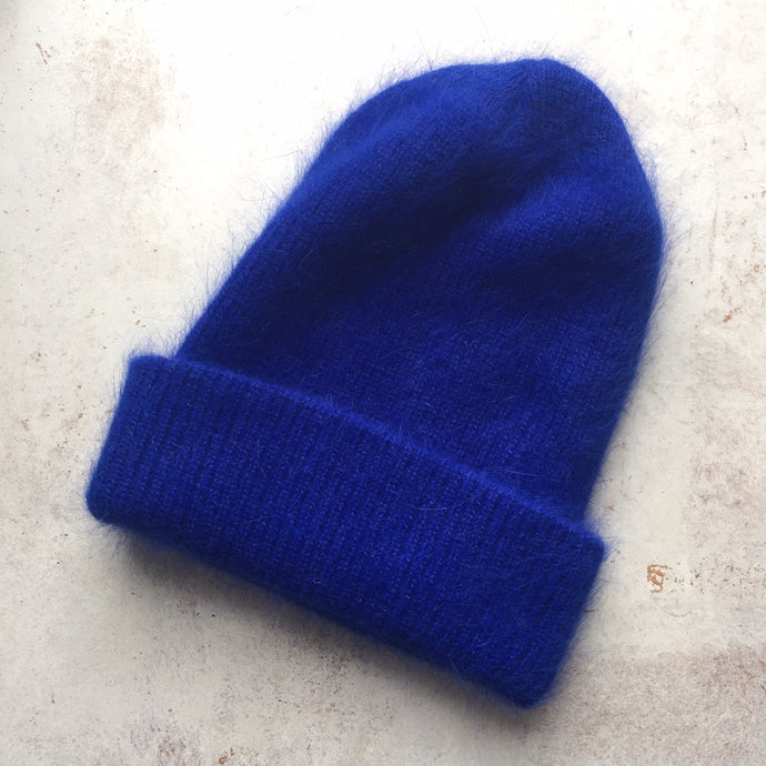 Fluffy Angora knit Beanie-Royal Blue-, Hat, WondrousTheatre, WondrousTheatre,