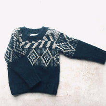 Alpaca Softshell chunky jacquard crewneck knit  -Pine/Camel-, Children clothes, aymara, WondrousTheatre,