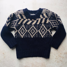Alpaca Softshell chunky jacquard crewneck knit  -Navy/Camel-, Children clothes, aymara, WondrousTheatre,