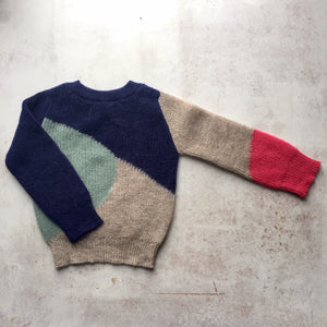 Alpaca knit wear Brooke intarsia knit crewneck-Navy, Children clothes, aymara, WondrousTheatre,