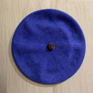 Green Grove Weavers Pom Pom Beret hat -Klein Blue-