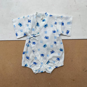 Kimono style baby wraparound bodysuit -Crab White-