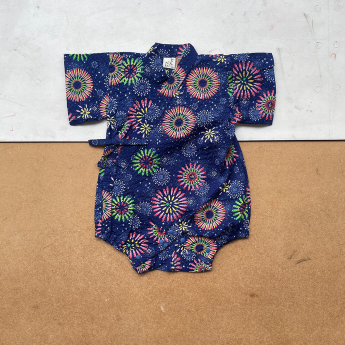 Kimono style baby wraparound bodysuit -Firework Blue-