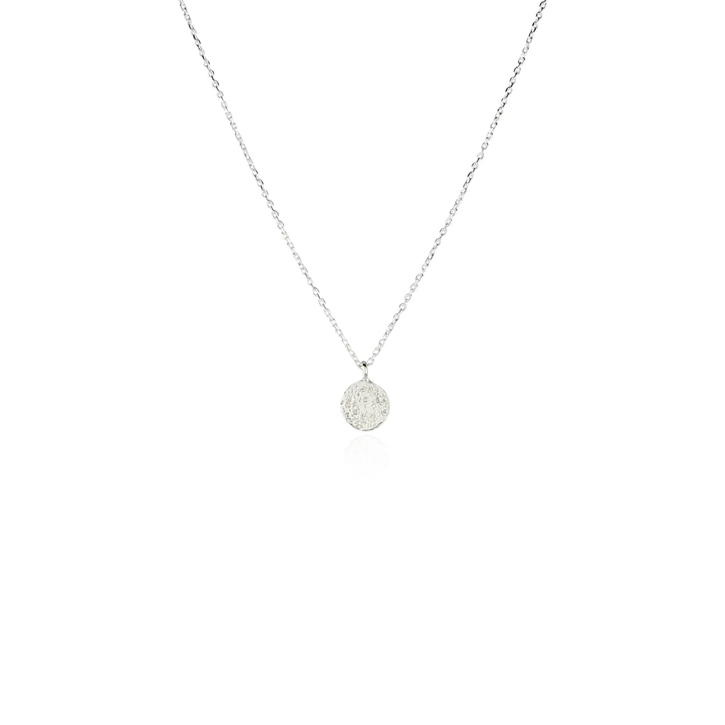 mini moon disc necklace -Silver-