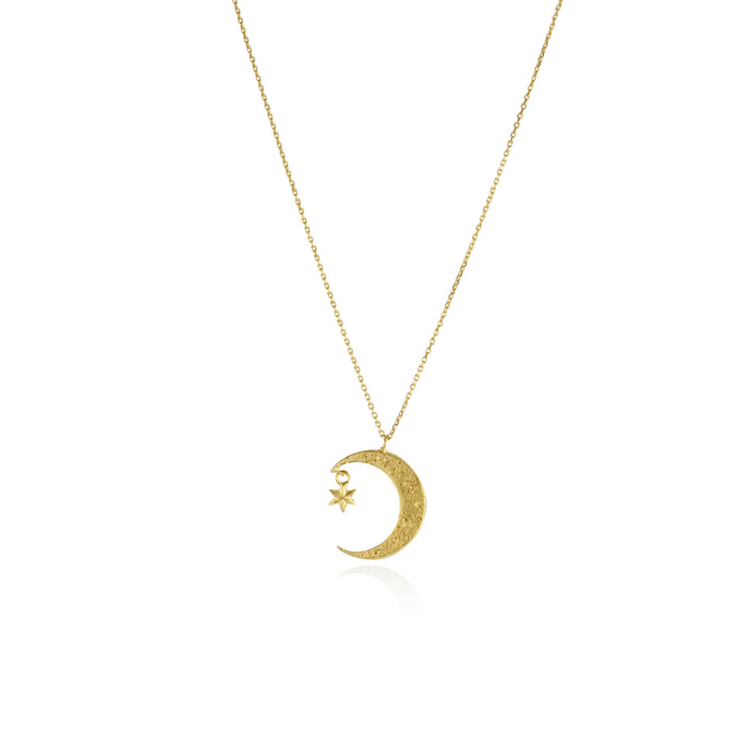 crescent moon & star necklace gold vermeil
