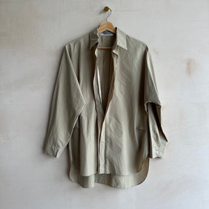 Zip front long shirts -Khaki-