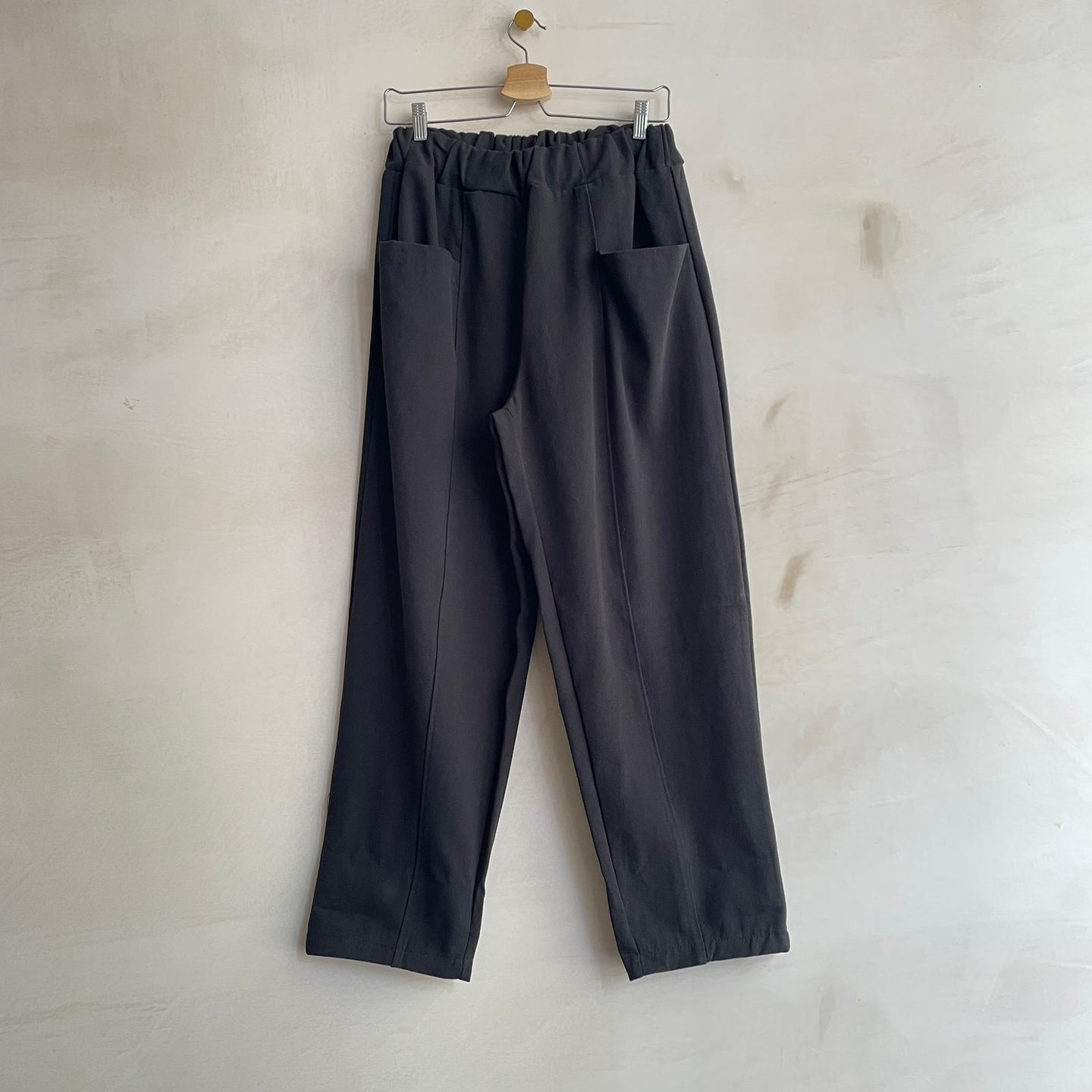 Full Length baggy Trousers with Floppy Front Pockets -Black-