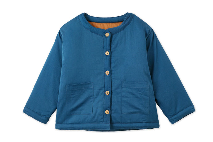Vild Organic Cotton Boxy Padded Jacket -Navy Blue-