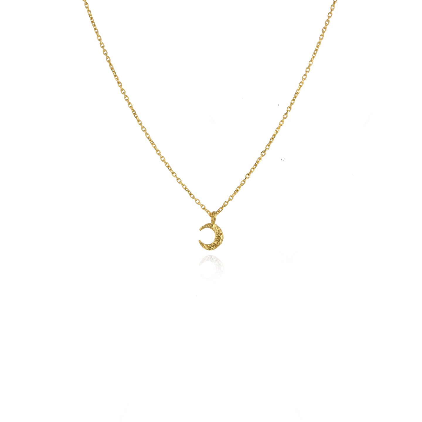 micro crescent moon necklace gold vermeil